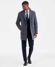 Calvin Klein Men's Slim-Fit Wool Blend Overcoat Coat 38 R  Gray
