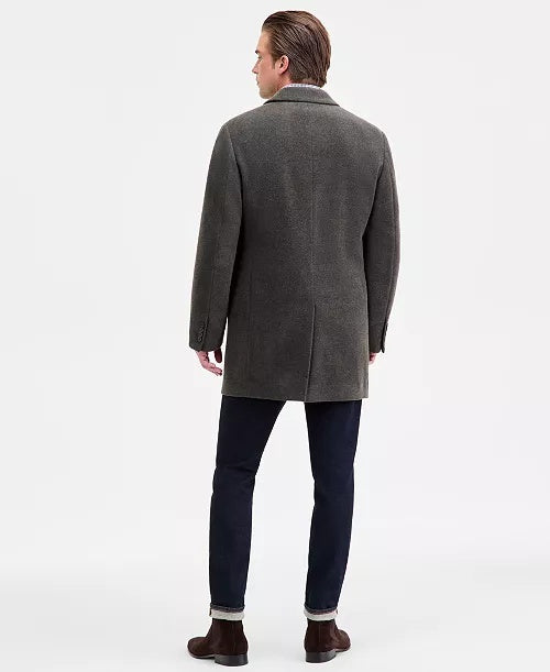 Calvin Klein Mens Prosper Slim Fit Wool Overcoat Coat 38S Hunter Green