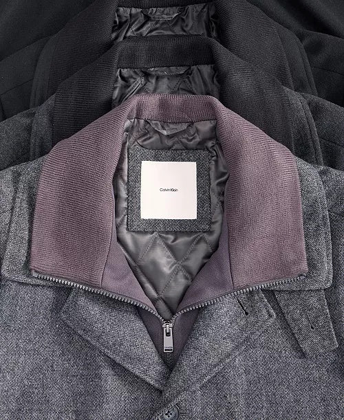 Calvin Klein Mens Classic-Fit Coleman Bib Overcoat Coat 40L Grey
