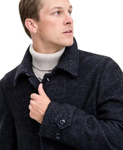 Tommy Hilfiger Mens Melange Overcoat Coat 36S Navy Blue Herringbone