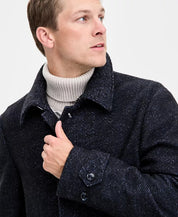 Tommy Hilfiger Mens Melange Overcoat Coat 38S Navy Blue Herringbone