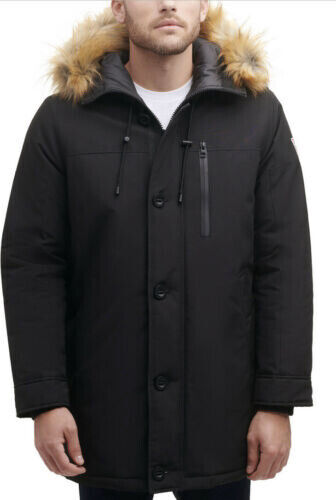 GUESS Men's Heavy Weight Parka Coat Jacket XL Black