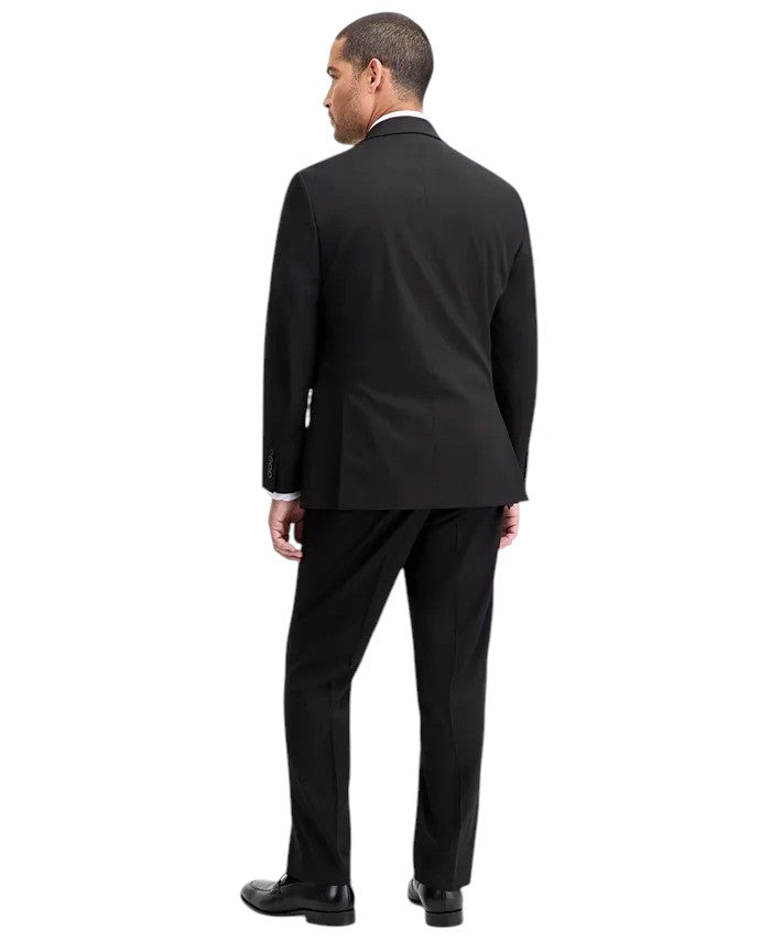 Izod Mens Modern fit 2 Piece Suit 48 L / 43 Waist Black Solid Stretch