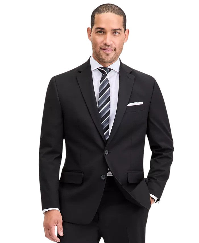 Izod Mens Modern fit 2 Piece Suit 40 R / 34 Waist Black Solid Stretch