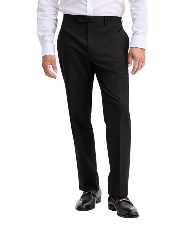 Izod Mens Modern fit 2 Piece Suit 48 L / 43 Waist Black Solid Stretch