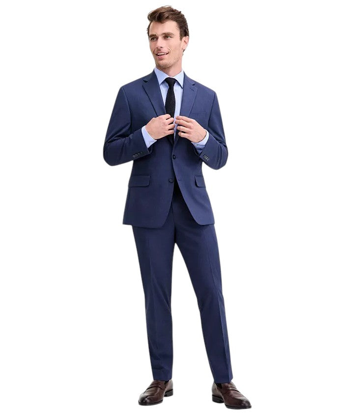 Izod Mens Classic fit 2 Piece Suit 38 R / 32 Waist Blue Solid Stretch