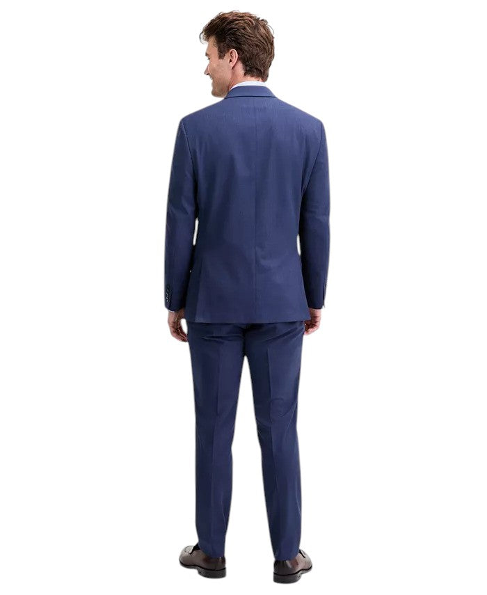 Izod Mens Classic fit 2 Piece Suit 48 L / 43 Waist Blue Solid Stretch
