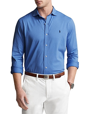 Polo Ralph Lauren Men's Jersey Button Down Shirt Harbor Island Blue Large