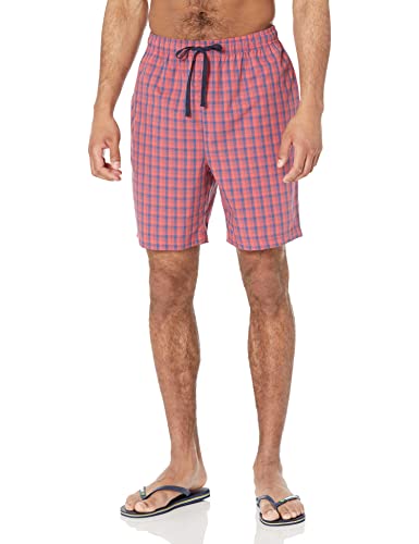 Nautica Men's Classic Fit Plaid Cotton Sleep Shorts Sailor Red Small
