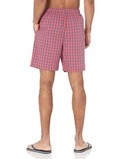 Nautica Men's Classic Fit Plaid Cotton Sleep Shorts Sailor Red Small