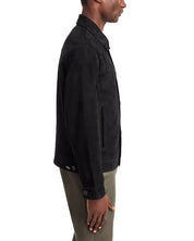 Theory Mens Amos Trucker Jacket Suede Leather Black XL