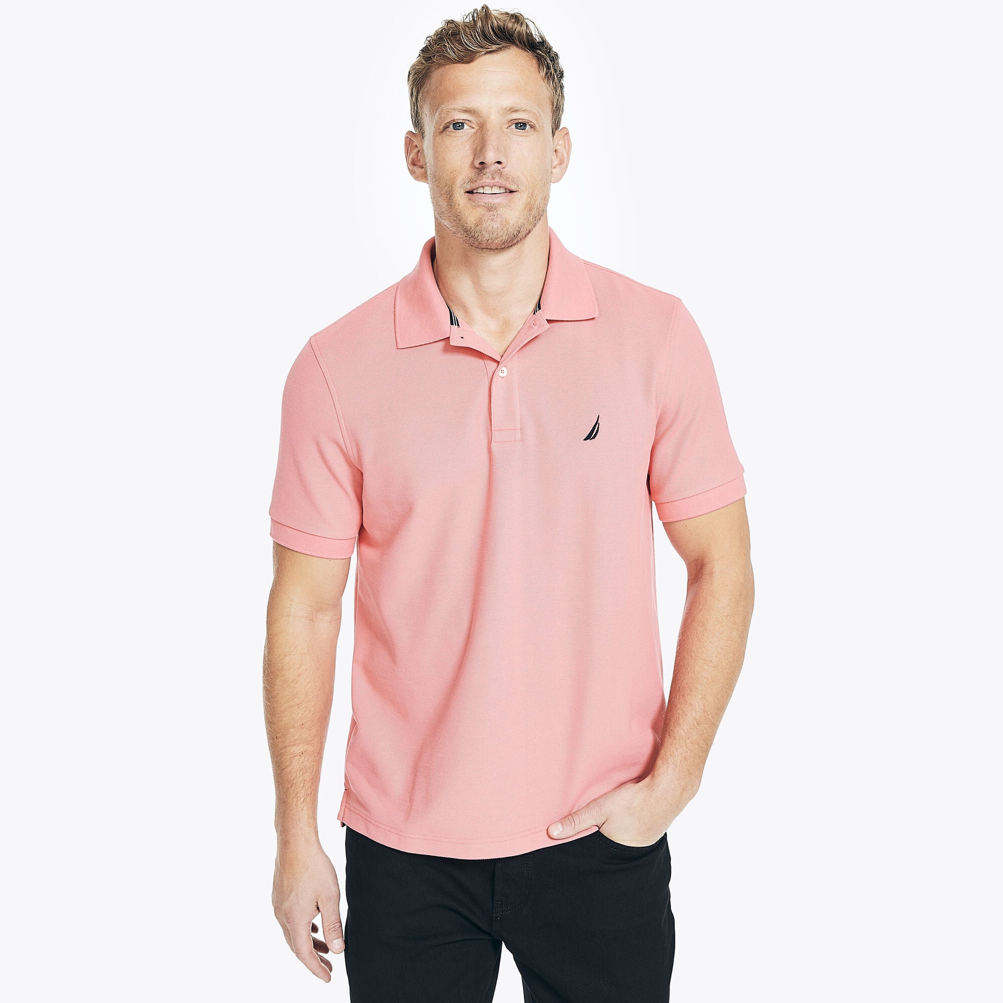 Nautica Mens Performance Deck Short Sleeve Polo Shirt Teaberry Large