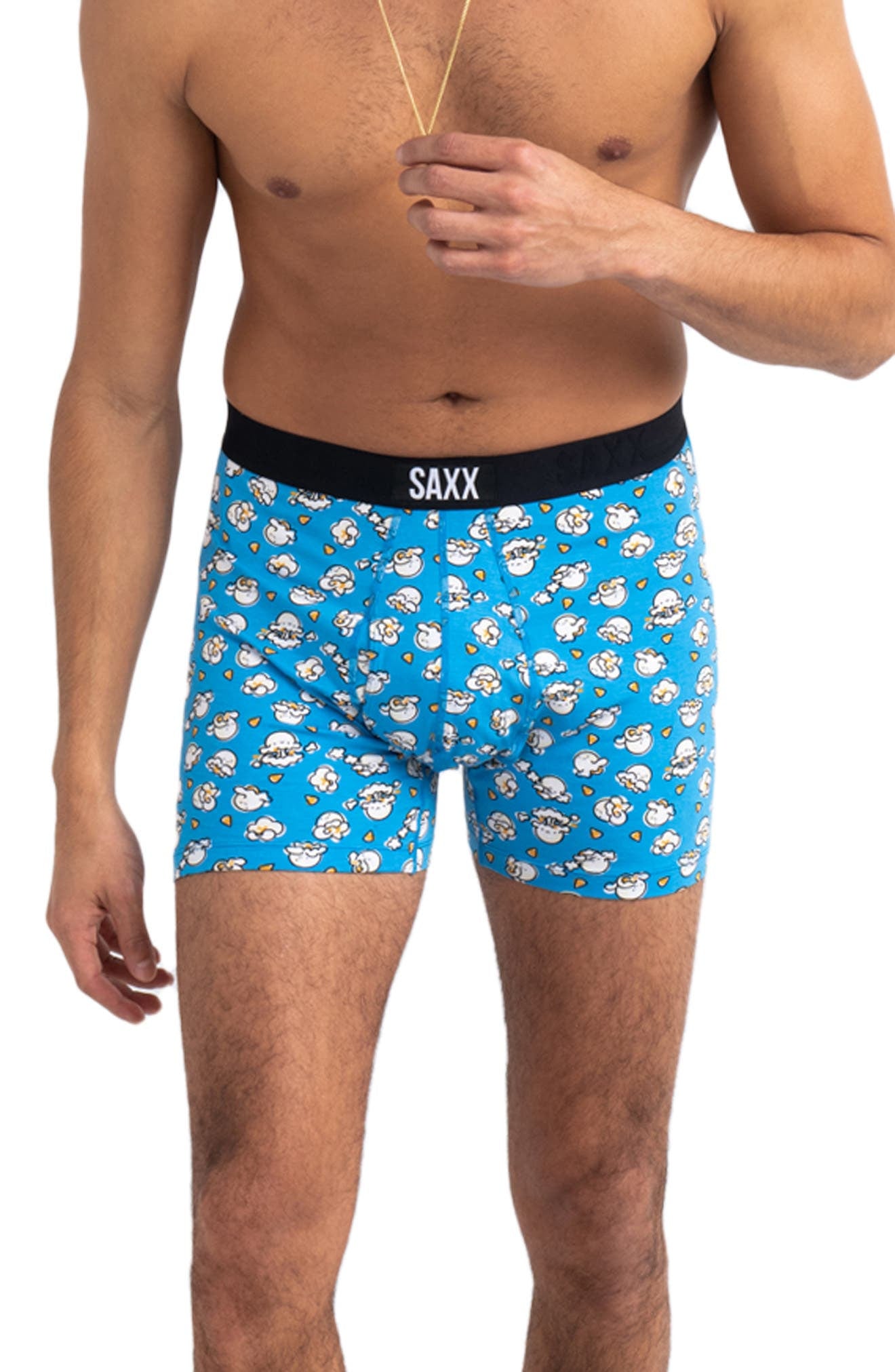 SAXX UNDERWEAR Ultra Boxer Briefs Fly Polka Pineapple Blue Size Small