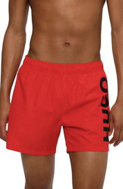 HUGO BOSS Mens Abas Logo Print Swim Trunks Red L Large