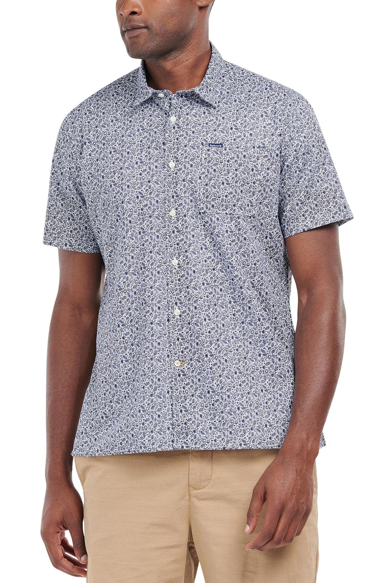 Barbour Men's Nelson Summer Short Sleeve Button Down Shirt Blue Large