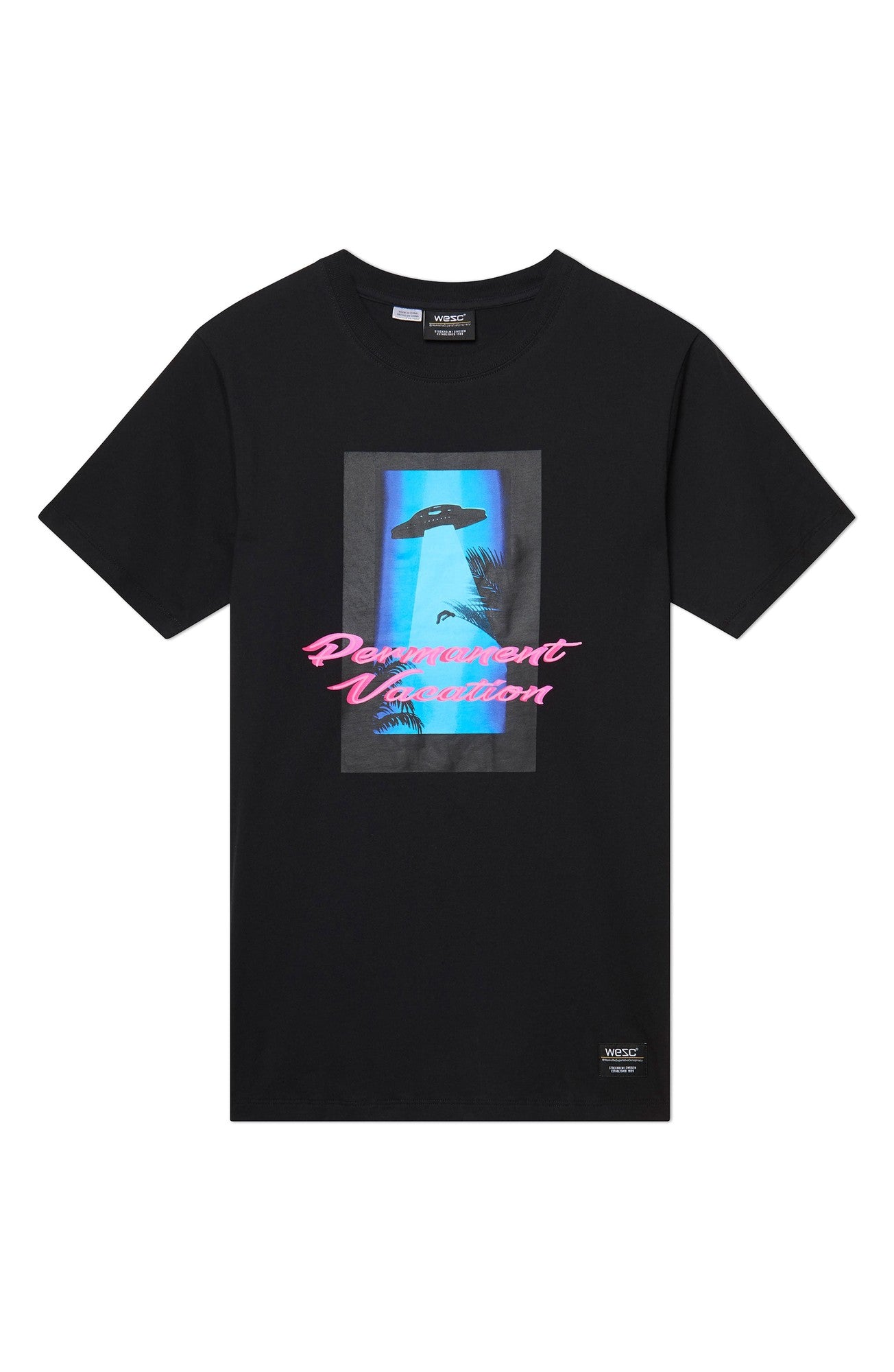 Wesc Men's Ufo graphic Short Sleeve Crewneck T shirt  Small Black