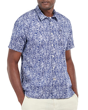 Barbour Men's Short Sleeve Button Down Shirt Inky Blue  Large