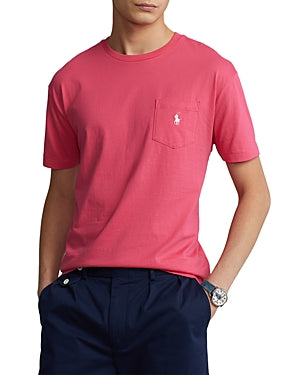 Polo Ralph Lauren Mens Classic-Fit Jersey Pocket Polo Shirt Hot Pink Large