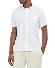 Barbour Mens Regular fit Short Sleeve Button-Up Shirt XXL White Solid