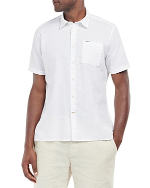 Barbour Mens Regular fit Short Sleeve Button-Up Shirt XXL White Solid