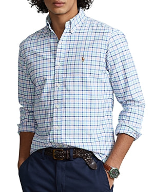 Polo Ralph Lauren Cotton Mens Oxford Classic Fit Button Down Shirt Blue Medium
