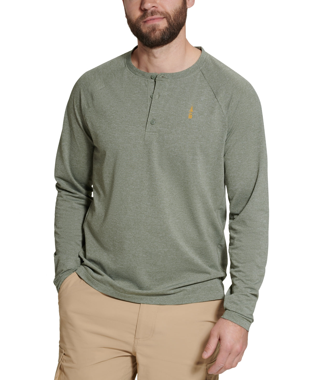 Bass Outdoor Hilltop Long Sleeve Henley T Shirt Deep Lichen Green Sall