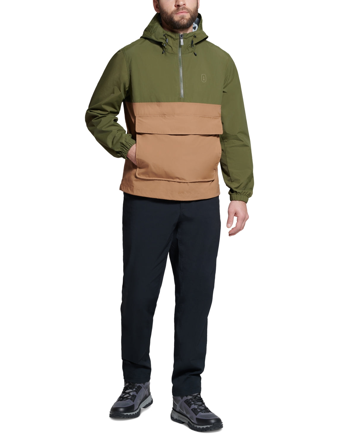 BASS OUTDOOR Mens Packable Full Zip Anorak Jacket Olive Night Sepia Large