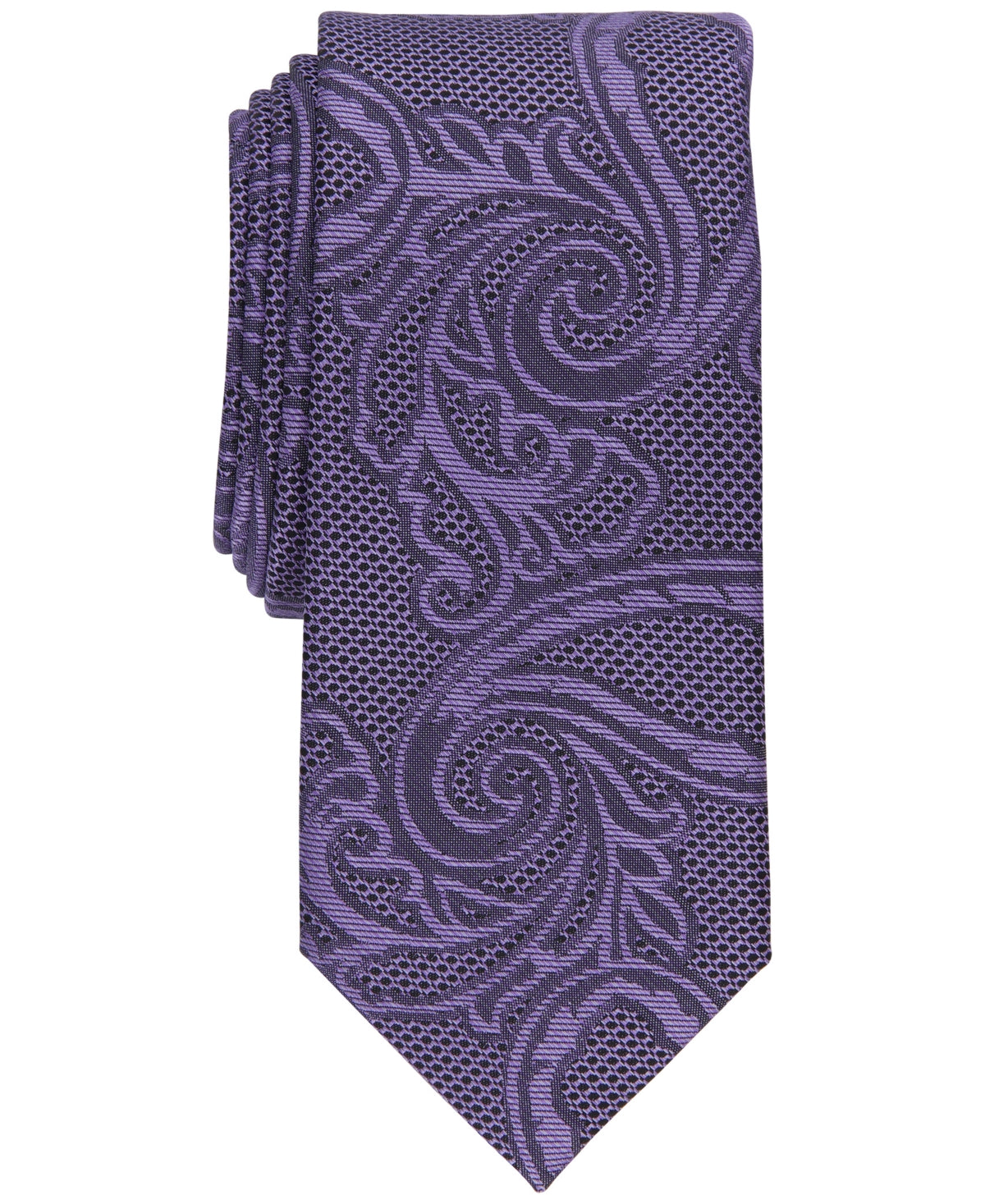 Alfani Mens Slim Necktie Paisley Purple Tie OS