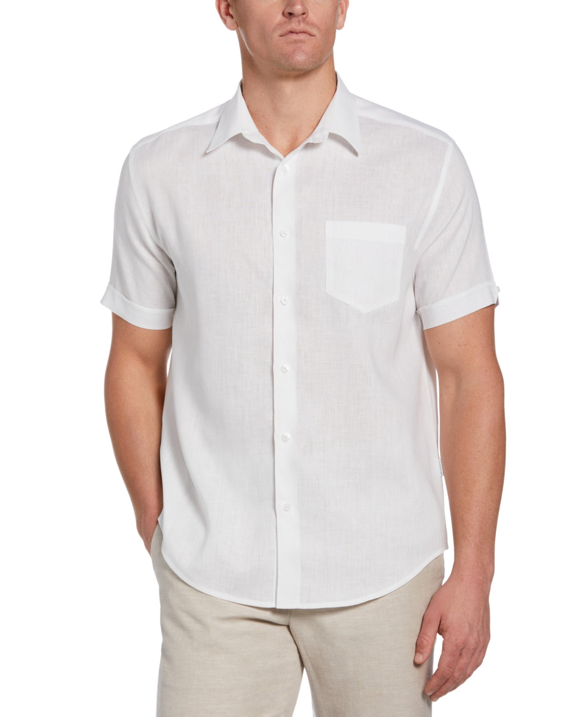 Cubavera Men's Linen Blend Travel selectâ Shirt  White  Small