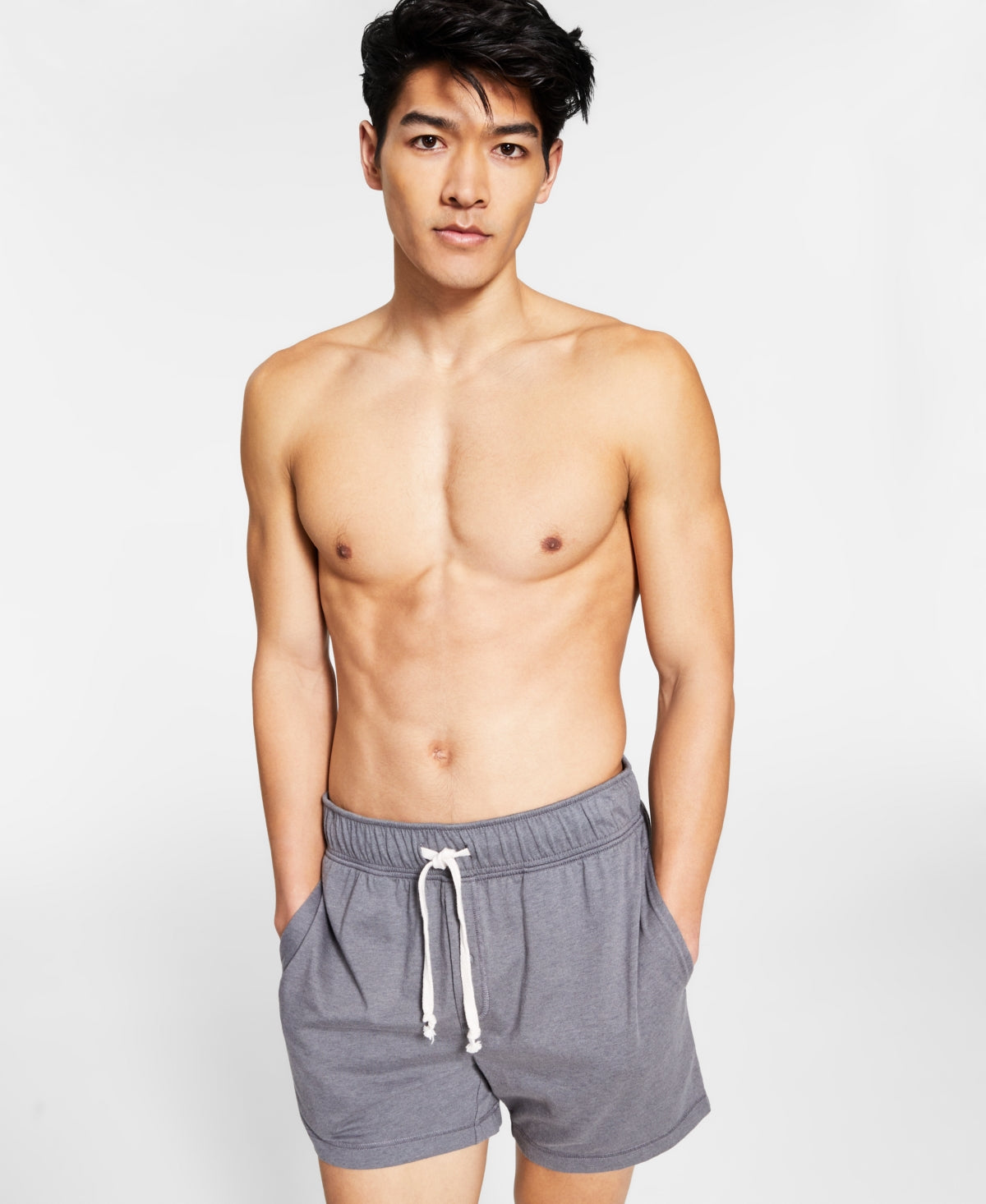 Sun + Stone Mens Sun washed Knit Pajama Shorts Dark Gray Medium