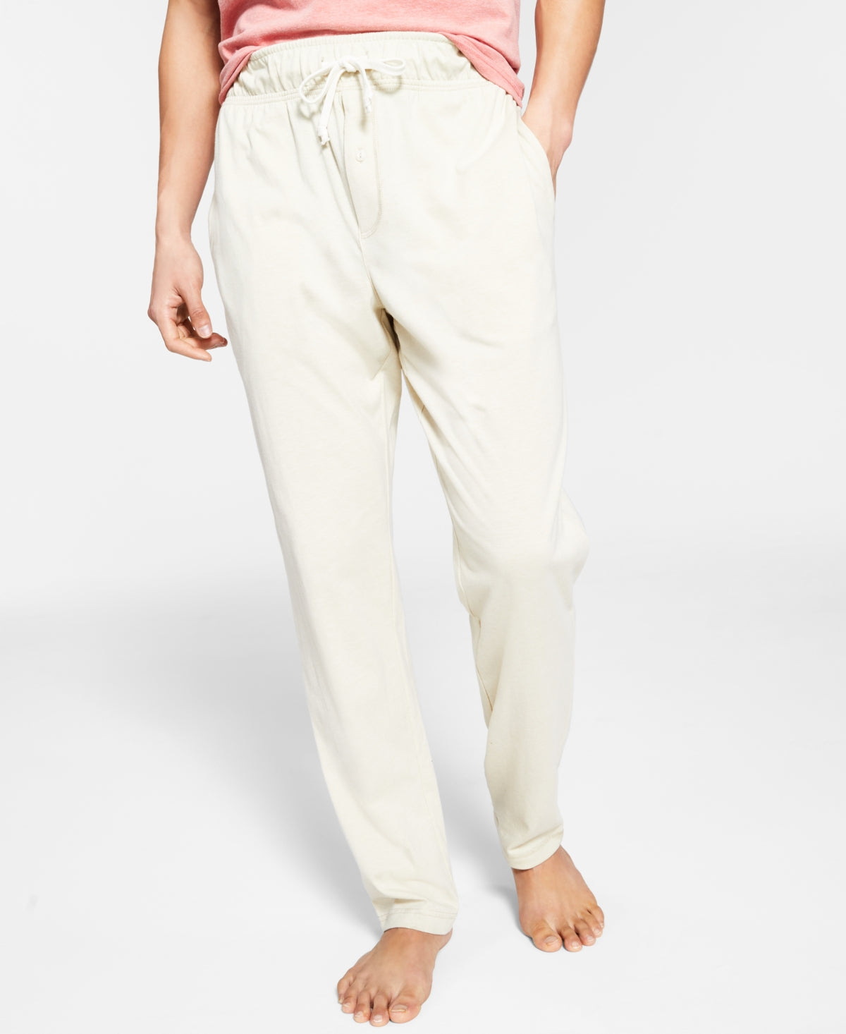 Sun + Stone Men's Sunwashed Knit Pajama Pants  Lt Beige Small