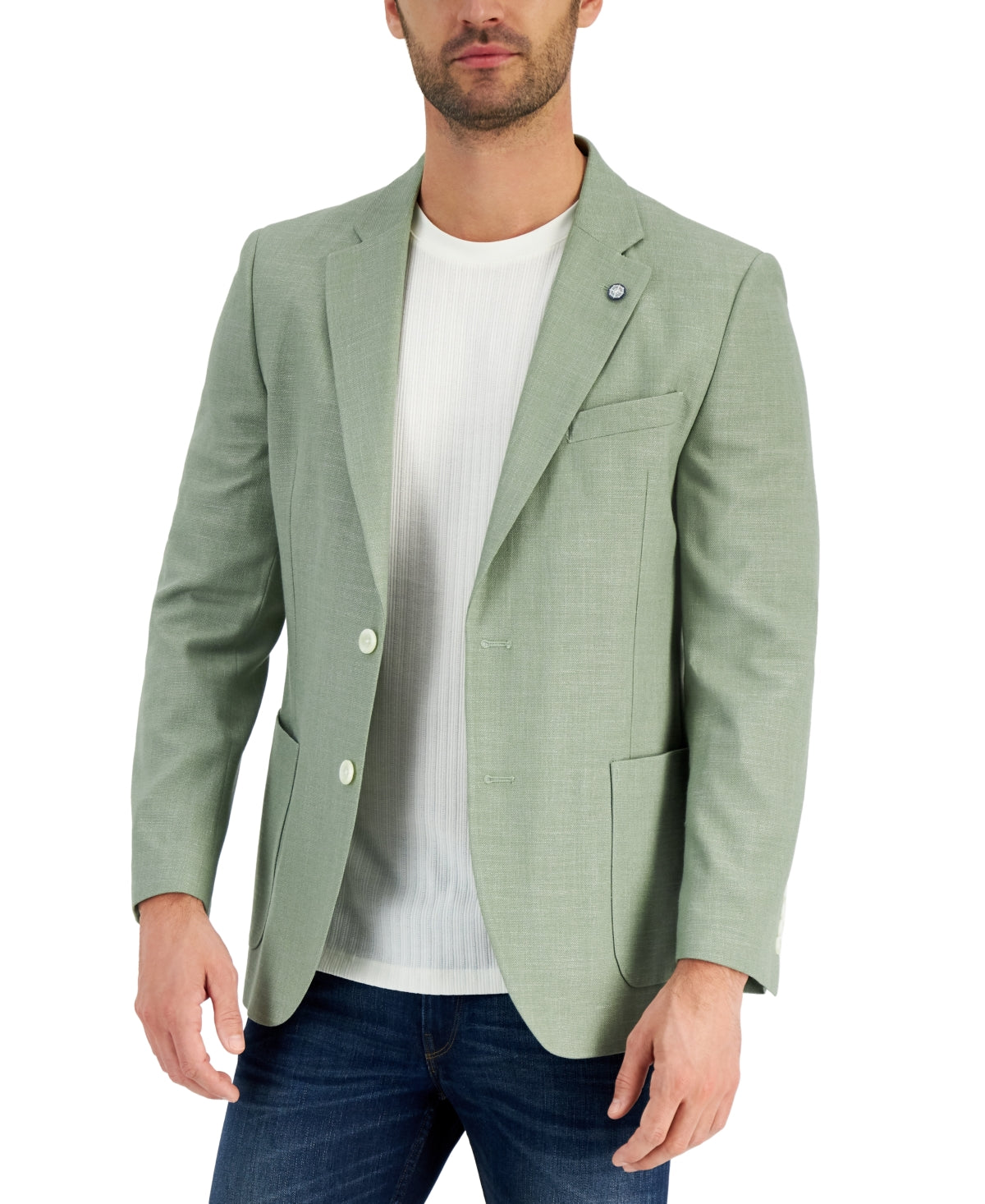 Nautica Mens Modern fit Sport Coat Blazer 42 R Sage Green Solid Stretch