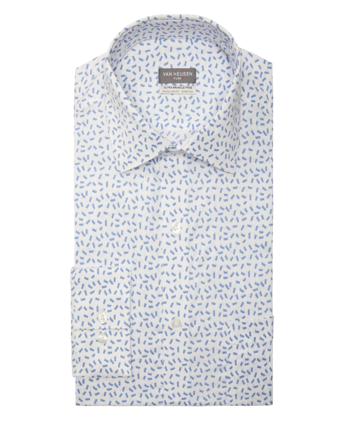 Van Heusen Men's Flex Regular Fit Dress Shirt Large 16 16.5 34 - 35 Blue White
