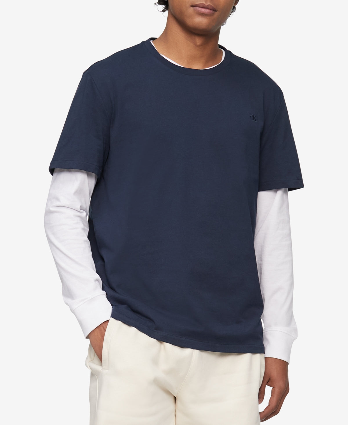 Calvin Klein Men's Short Sleeve Crewneck T Shirt Dark Sapphire Blue Large