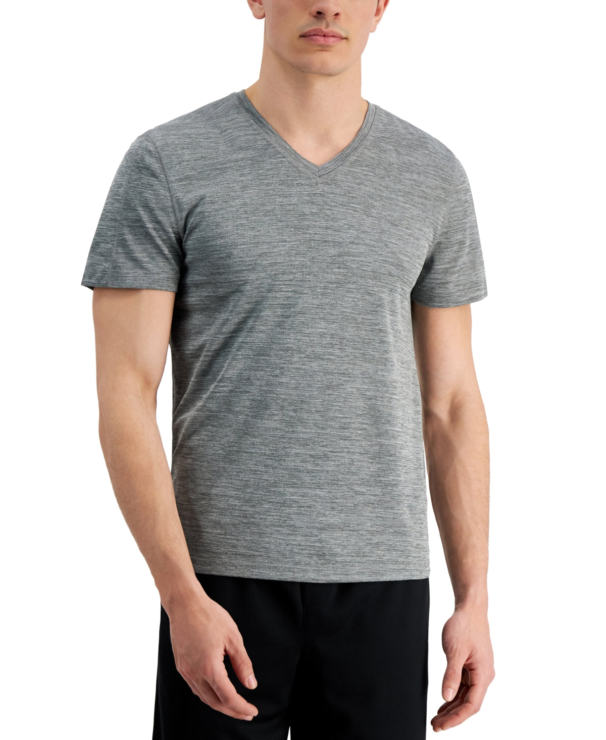 ID Ideology Men's Birdseye Mesh V Neck Short Sleeve T Shirt Stormy Grey Small