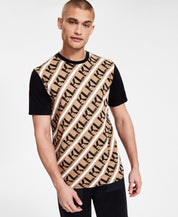 Karl Lagerfeld Paris Mens All Over Logo T Shirt Sand Medium