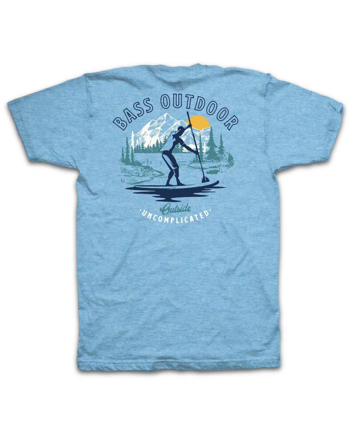 Bass Outdoor Men's Sky Blue Heather Paddled Short Sleeve T Shirt  Large