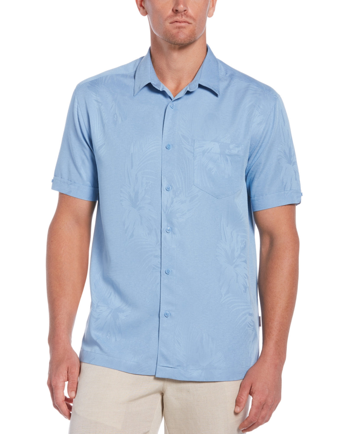 Cubavera Mens Regular fit Short Sleeve Button-Up Shirt 2XLT Light Blue