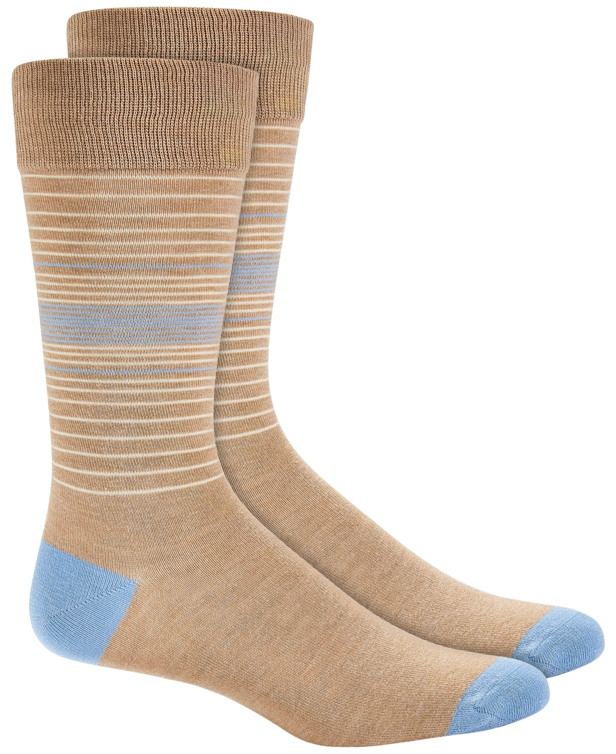 Alfani Men's Tan Striped Crew Socks One Size