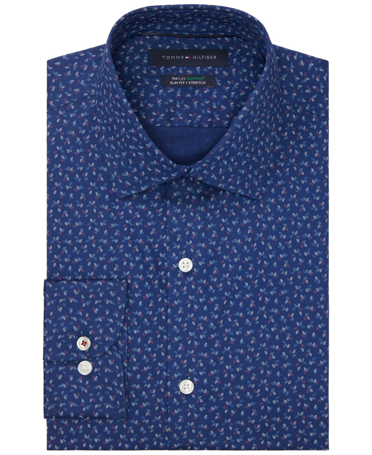 Tommy Hilfiger Mens Slim Fit Button Down Dress Shirt Blue Red16 34 35