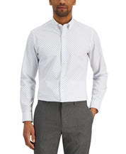 Club Room Men's Ditsy Floral Button Down Dress Shirt White Blue Large