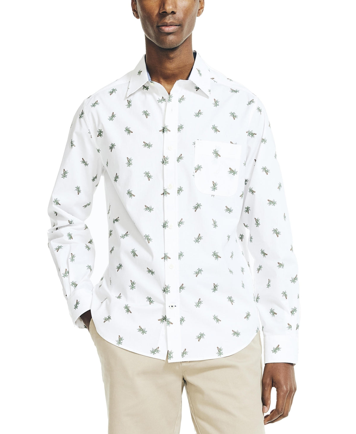 Nautica Mens Classic Fit White Button Down Shirt Large