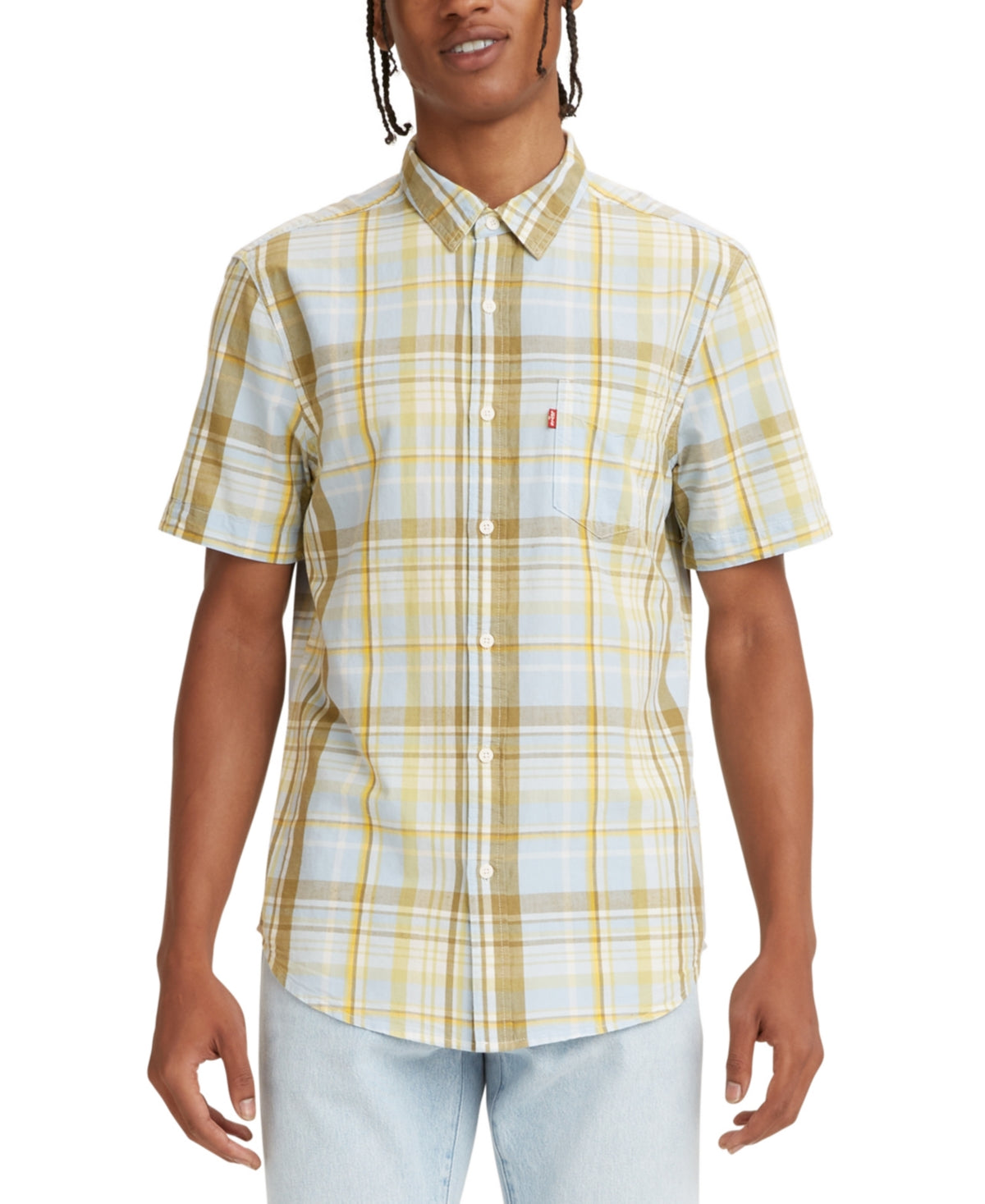 Levi's Mens Classic 1 Pocket Short Sleeve Shirt Blue Large