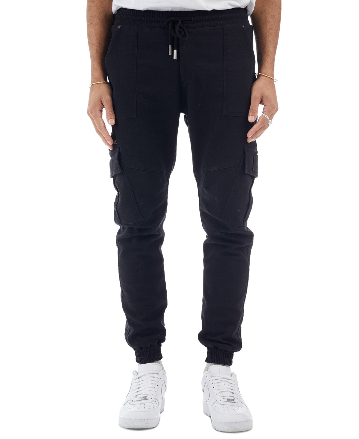 Nana Judy Men's Denim Cargo Joggers Black Large
