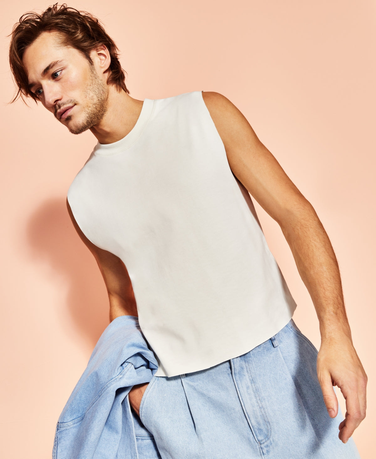 Royalty By Maluma Men's Beige Sleeveless Tshirt Small