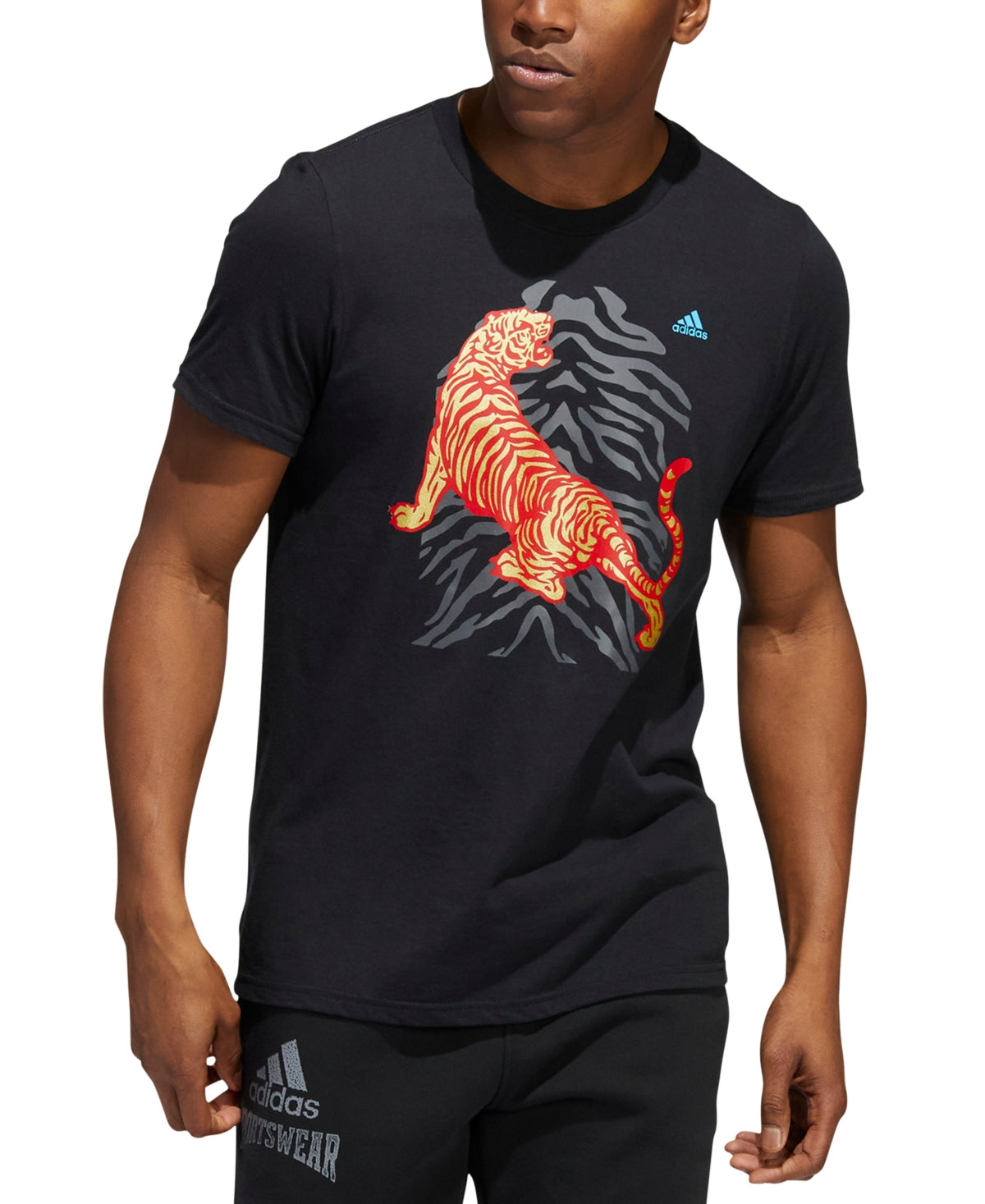 Adidas Men's Tiger Overlay Graphic Tshirt Black Xxl