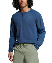 BASS Outdoor Mens Hilltop Long Sleeve Henley T Shirt Blue XL