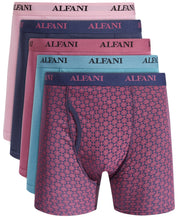 Alfani Men's 5 Pack Medallion / Solid Boxer Briefs Mauve Combo Large