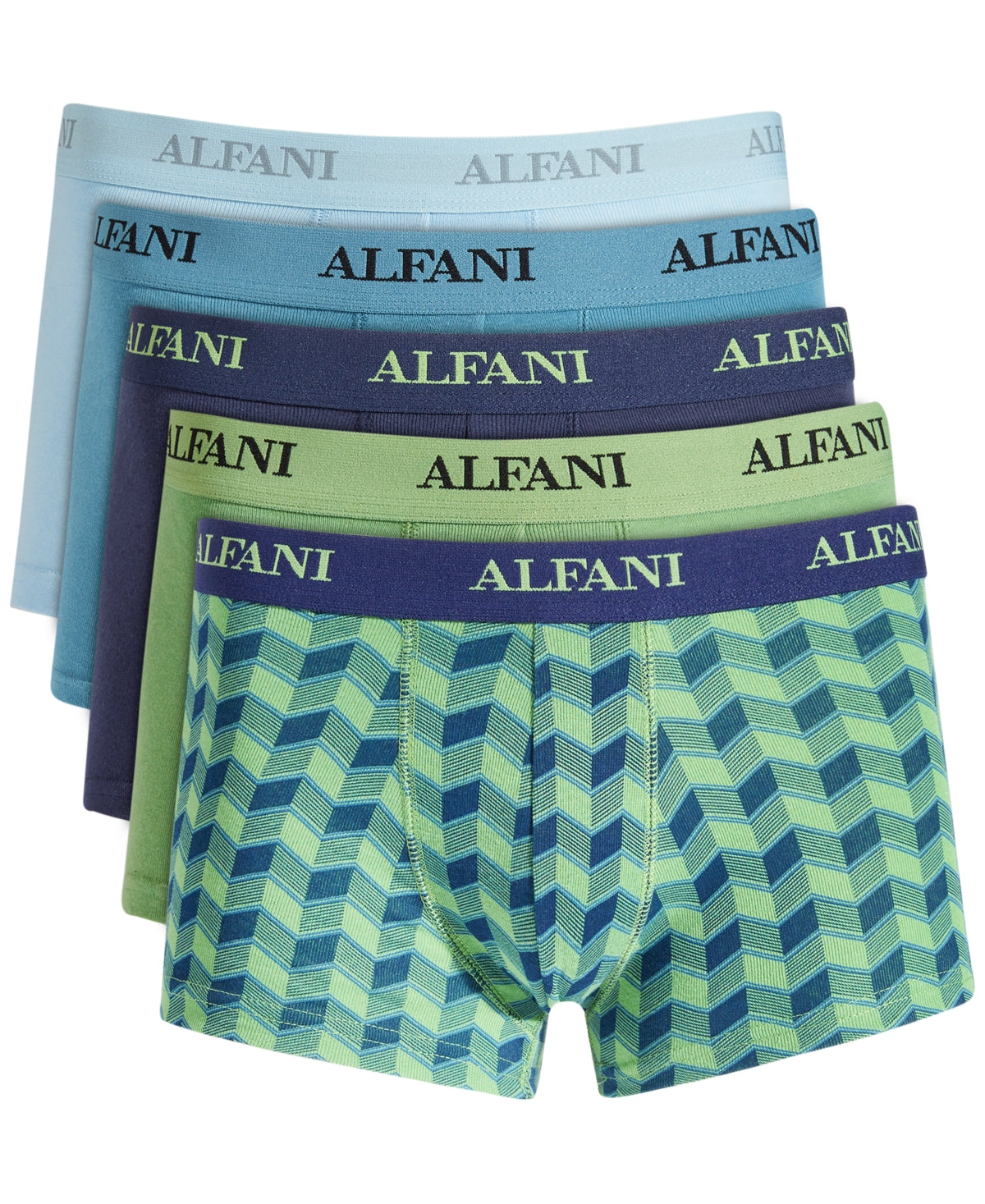 Alfani Mens 5 Pack Chevron Boxer Briefs Trunks Small Green Blue