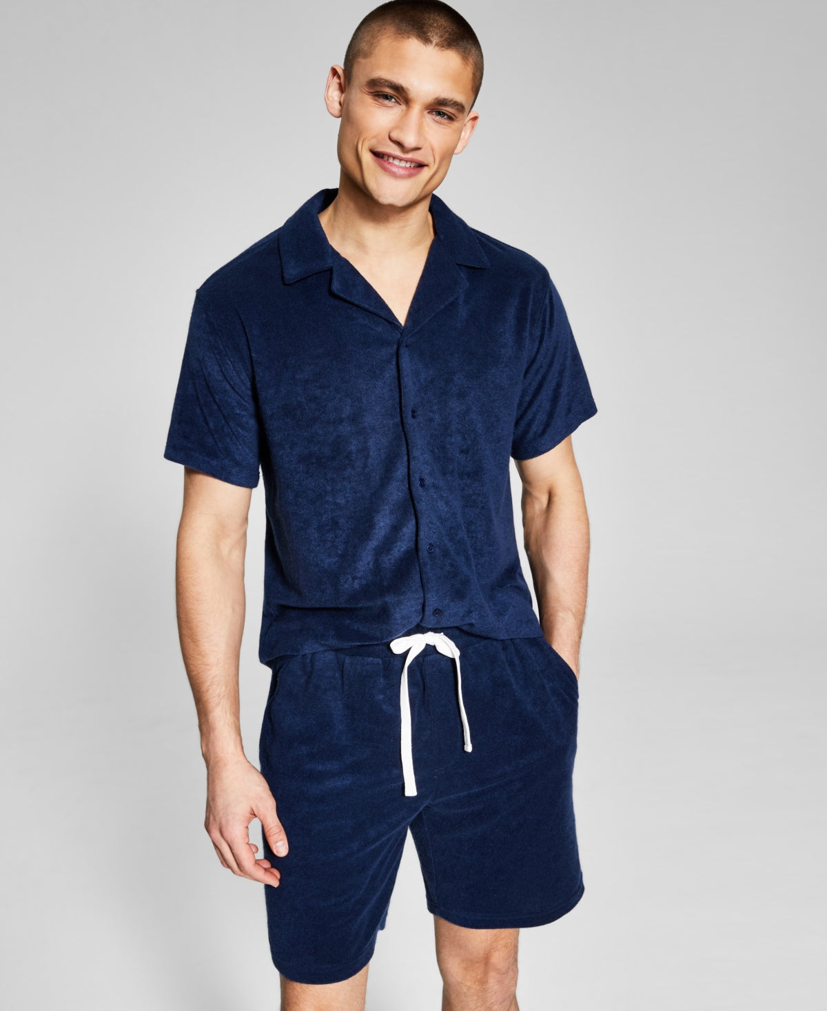 And Now This Mens Terry Shorts Blue Small